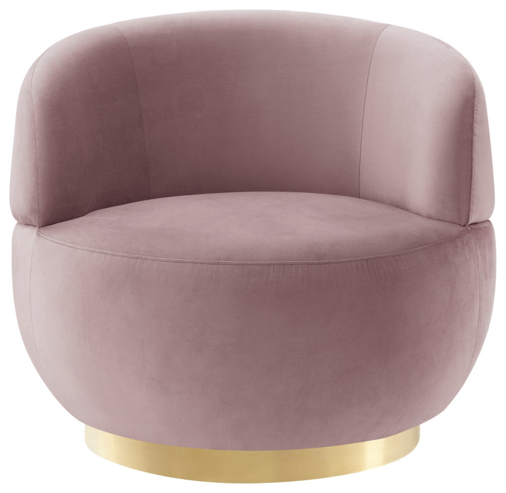 Inspired Home Shaniyah Accent Chair, Swivel, Blush/Gold Velvet