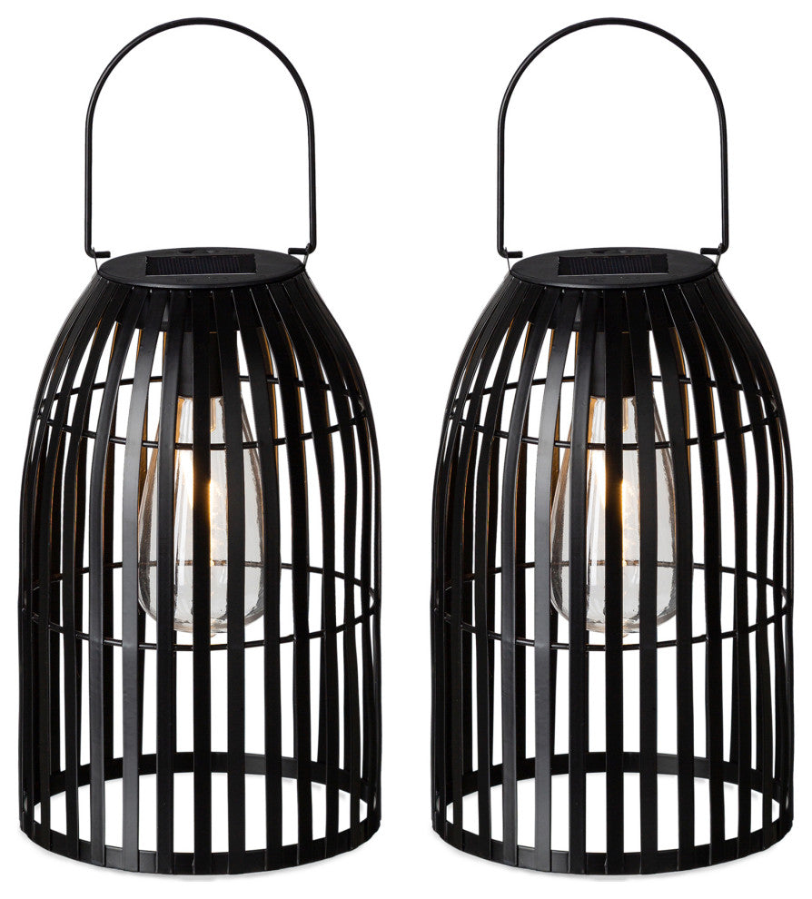 Metal Woven Solar Powered Hanging Lantern, 2-Piece Set