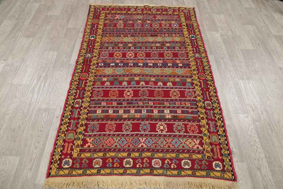 Kilim Oriental Traditional Hand-Knotted Persian Area Rug Wool, 6'5"x3'10