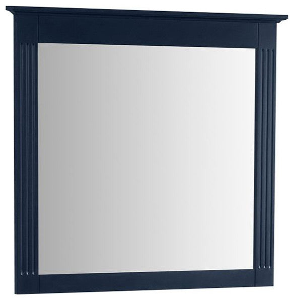 Solid Wood Bathroom Vanity Mirror for Wall Mounted, Navy Blue, 38x33