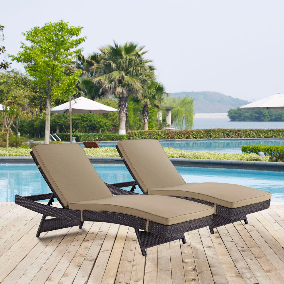 Espresso Mocha Convene Chaise Outdoor Patio Set of 2