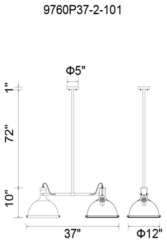 Strum 2 Light Island Chandelier With Black Finish