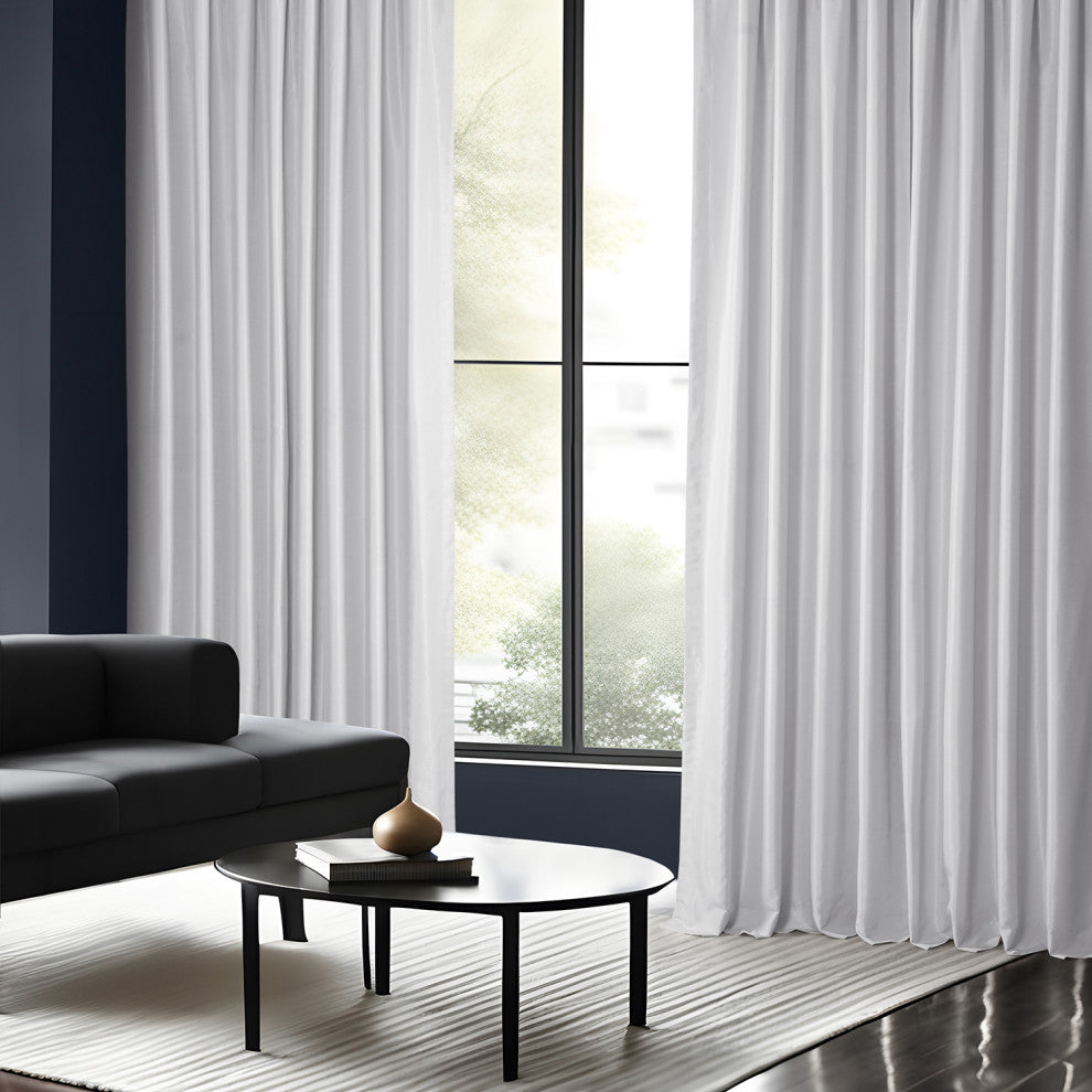 Ruched Vintage Faux Dupioni Silk Curtain Single Panel, Ice, 50" X 108"