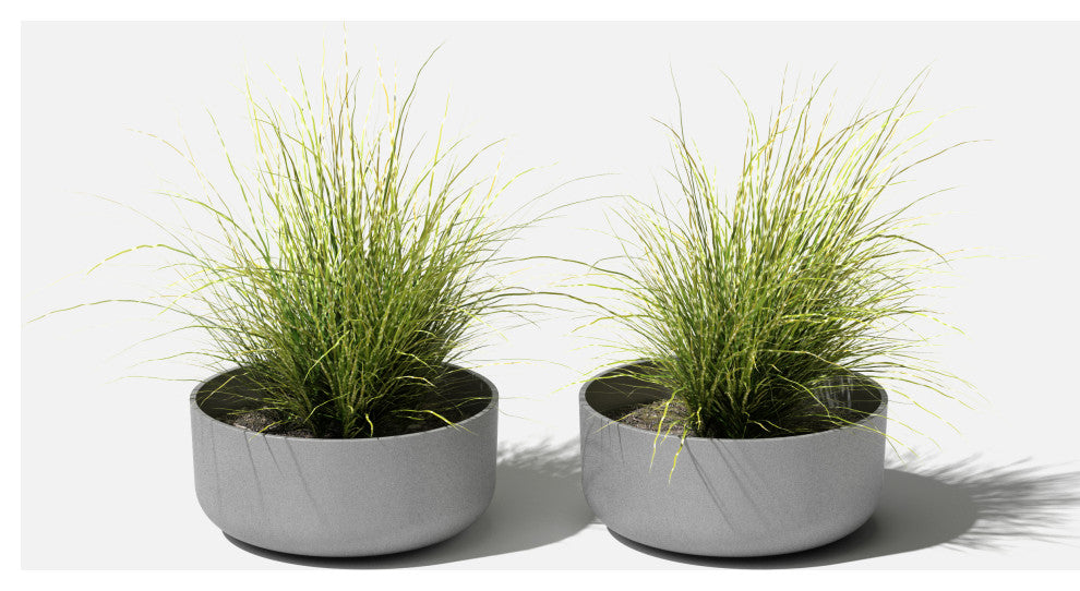 Pure Series Kona Bowl 14" Planter, Gray, 2 Pack