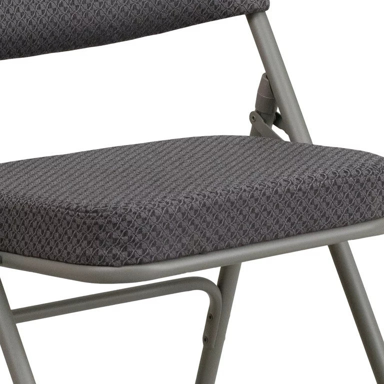 Set of 4 Folding Chair, Pin Dotted Fabric Upholstered Seat & Backrest, Gray