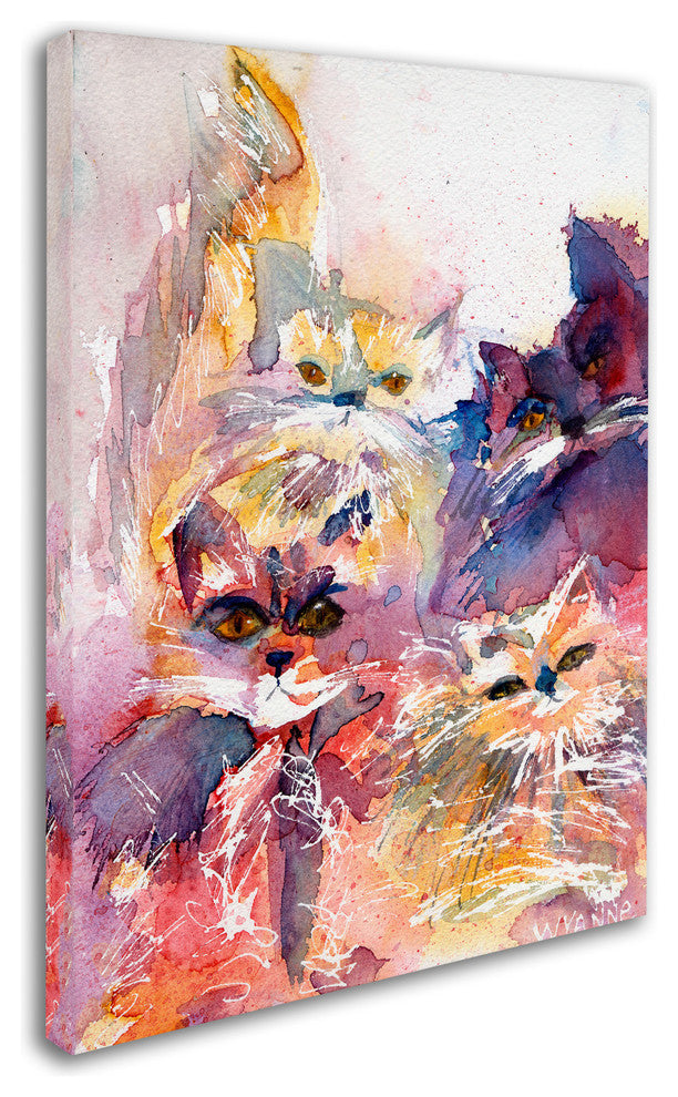 Wyanne 'Four Kitties' Canvas Art, 24"x18"