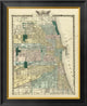 "Map of Chicago City, 1876" Framed Canvas Giclee by Warner and Beers, 21x26"