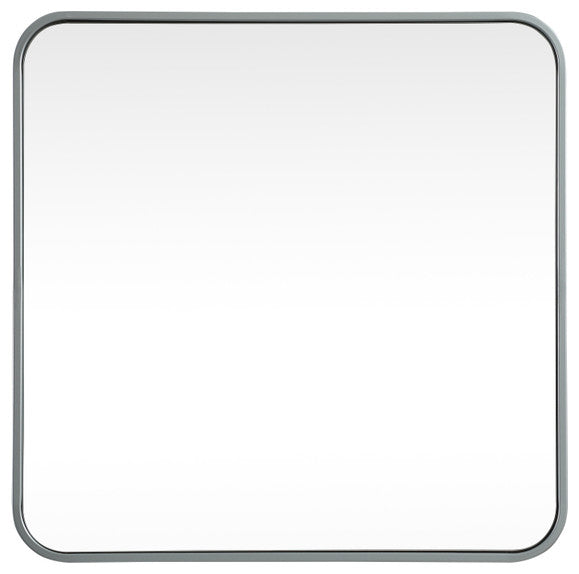 Ellis Soft Corner Metal Square Mirror 24x24 Inch, Silver