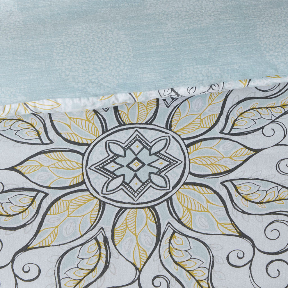 Madison Park Lucinda 7 Piece Reversible Cotton Sateen Comforter Set in Seafoam