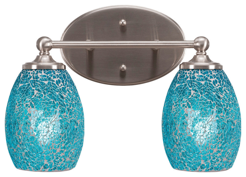 Capri 2-Light Bath Bar, Brushed Nickel/Turquoise Fusion