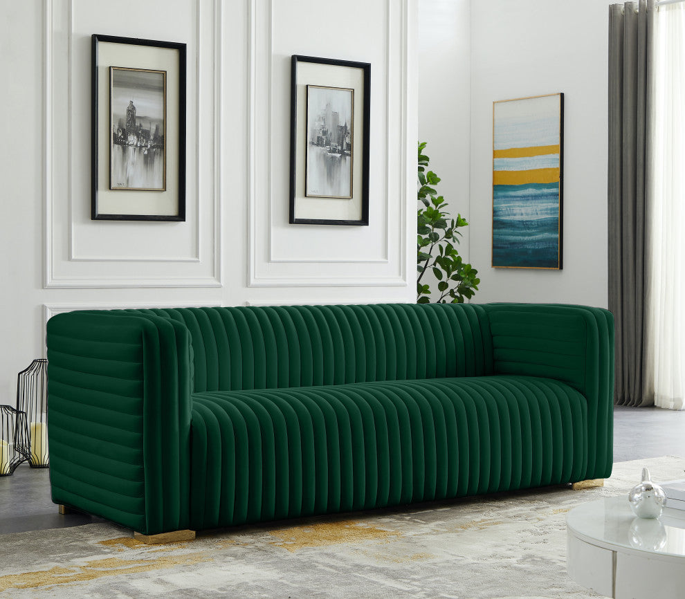 Ravish Velvet Upholstered Chair, Green, Sofa