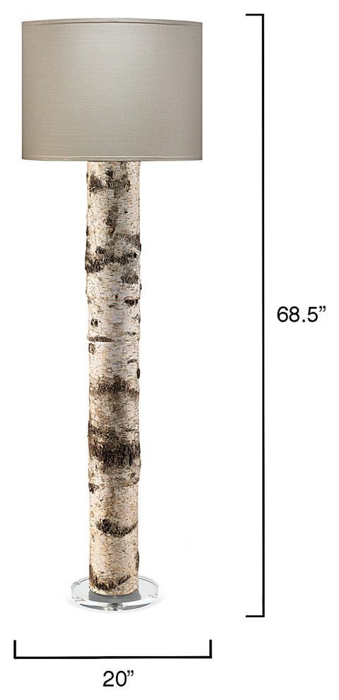 Forrester Floor Lamp, Birch Veneer With Drum Shade, Stone Linen