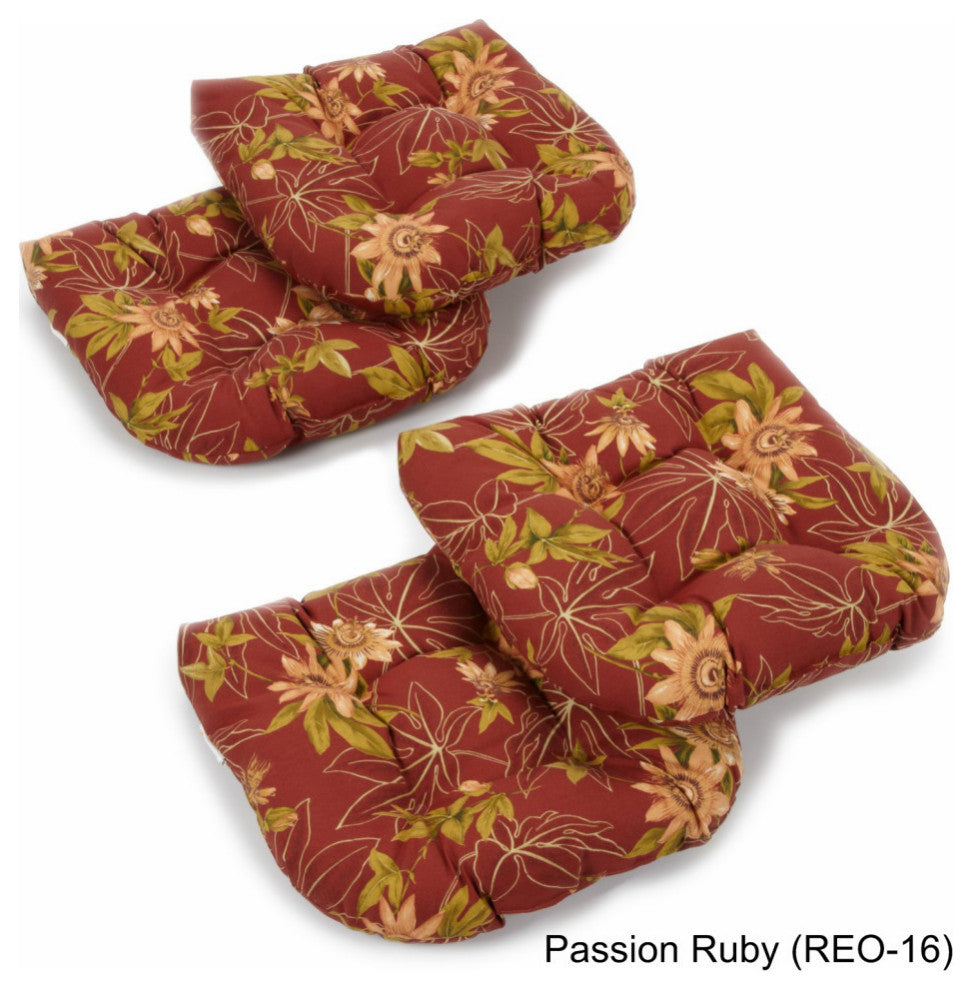 19" U-Shaped Outdoor Tufted Chair Cushions, Set of 4, Mirage