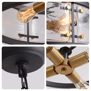 Iris Black 5-light Water Textured Glass Drum Pendant Chandelier
