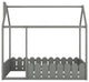 Gewnee Twin Size Wood House Bed with Fence in Gray