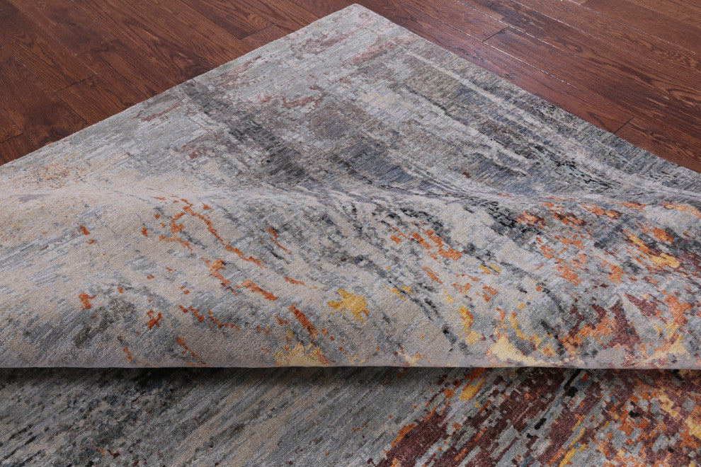 8' 0" X 10' 2" Wool and Silk Modern Branches, a Vase Design Handmade Rug Q8875
