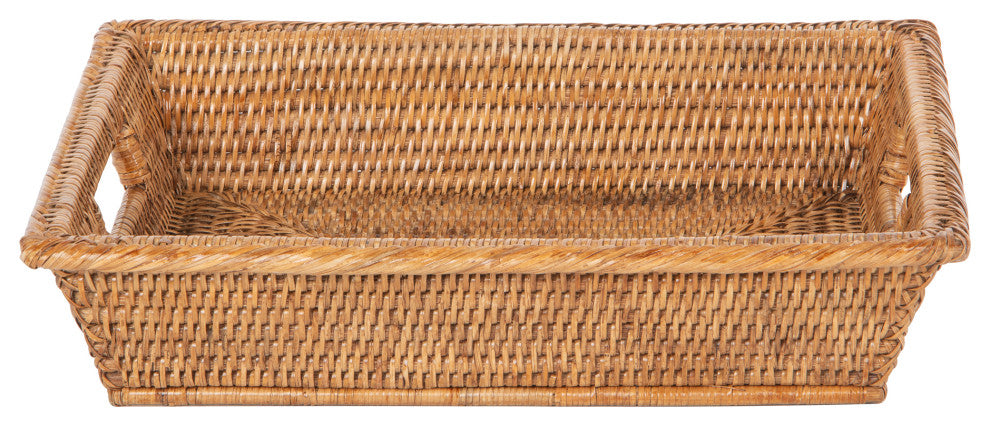 La Jolla Rectangular Multi Purpose Shelf, Storage Basket, Small, Honey-Brown