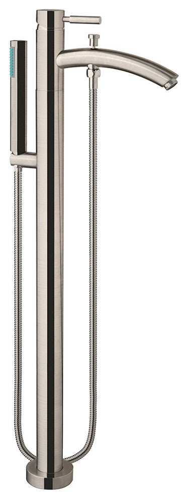 Juno Freestanding Bathtub, Brushed Nickel Trim, 59", Faucet in Brushed Nickel