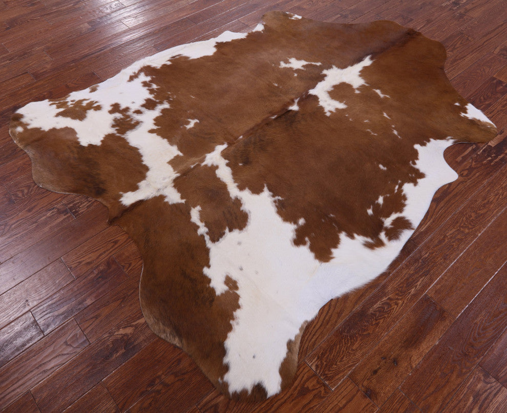 Brown and White Natural Cowhide Rug 7' 6" X 6' 2" C1764