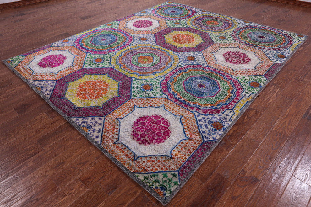 Wool & Silk Mamluk Hand Knotted Rug 8' 2" X 10' 2" - Q13730