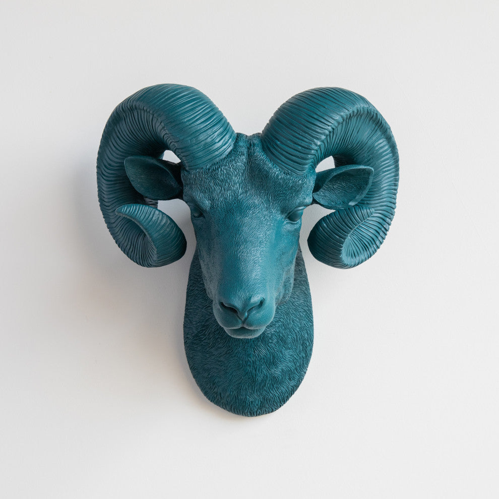Resin Ram Head Wall Mount, Teal
