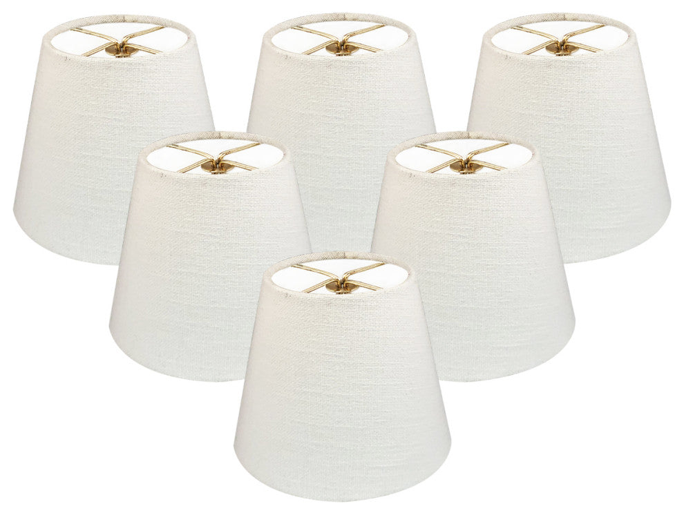Royal Designs Clip On Chandelier Lamp Shade, Textured Linen White, 6 Inch, Set o