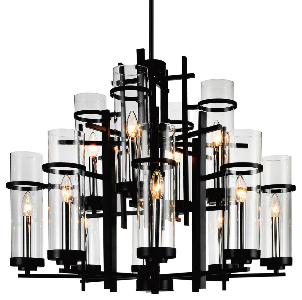 Sierra 12 Light Up Chandelier With Black Finish
