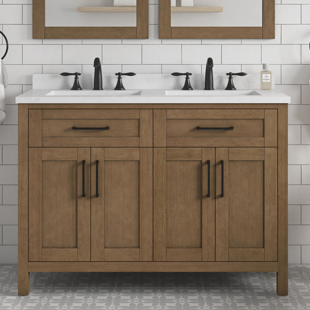 OVE Decors Tahoe 48" Double Sink Bathroom Vanity, Almond Latte