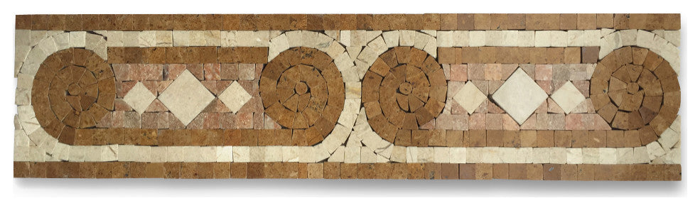 Marble Mosaic Border Listello Tile Treasure Gold 3.9x15.7 Polished, 1 piece