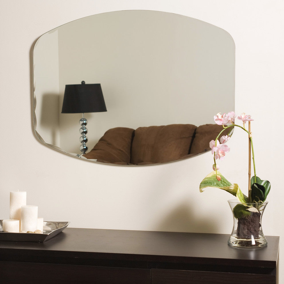 Frameless Oval Beveled Mirror