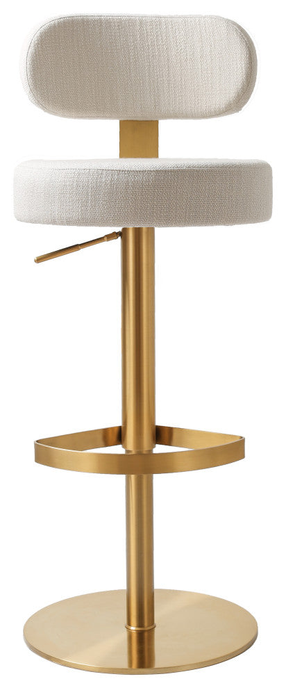 Primrose Cream Textured Performance Fabric Adjustable Stool