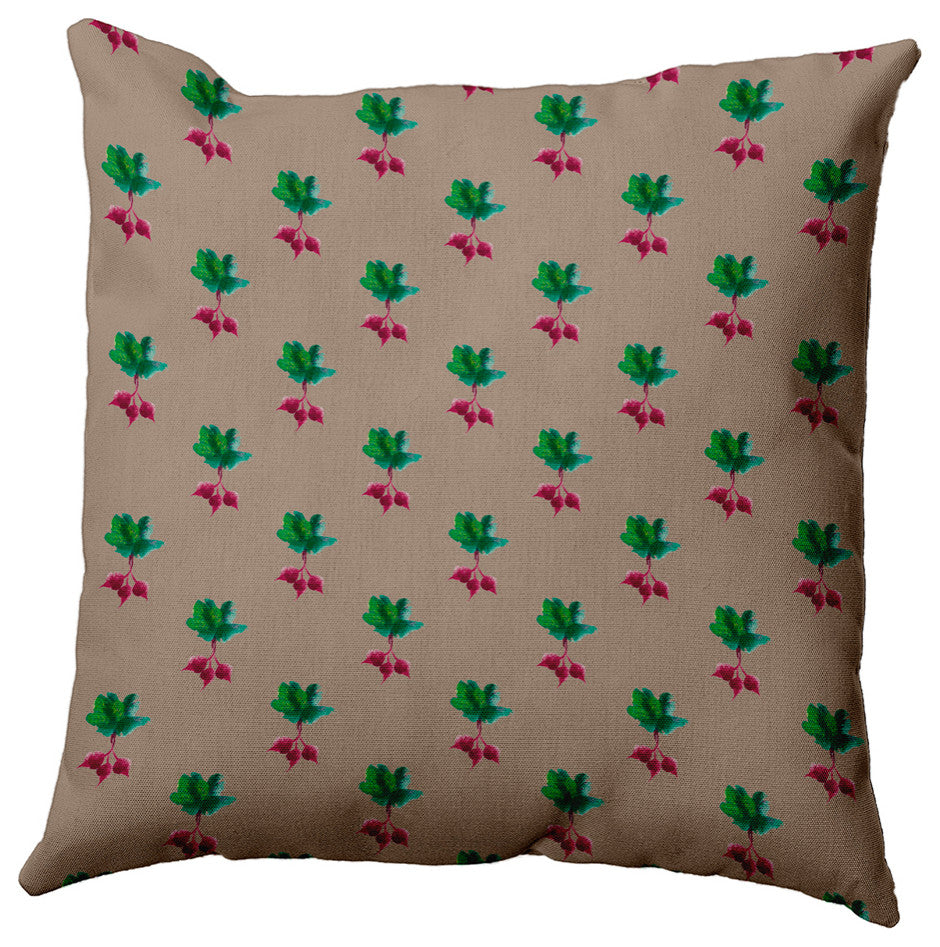 Radishes Pattern Decorative Throw Pillow, Doe, 20"x20"