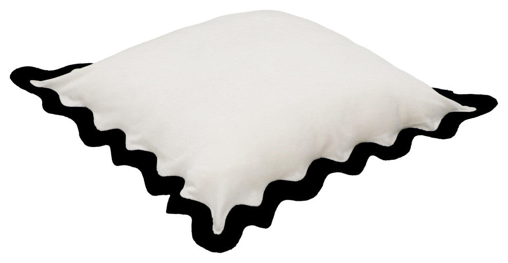 Scalloped Throw Pillow, Black, White