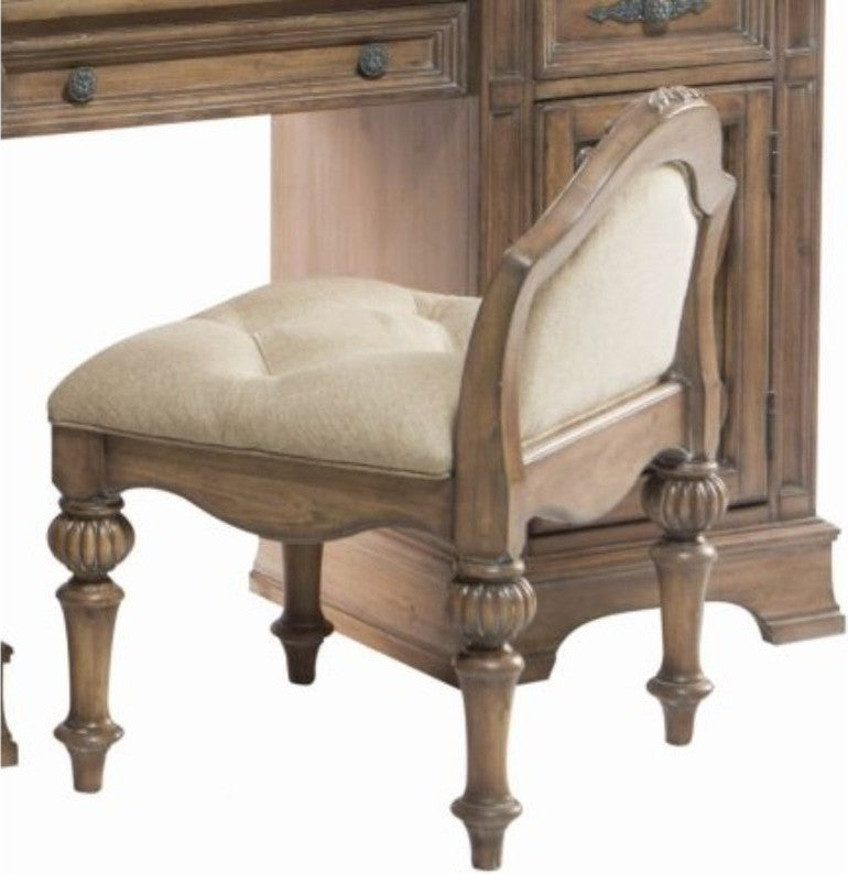 Vanity Stool With Tufted Seat, Brown