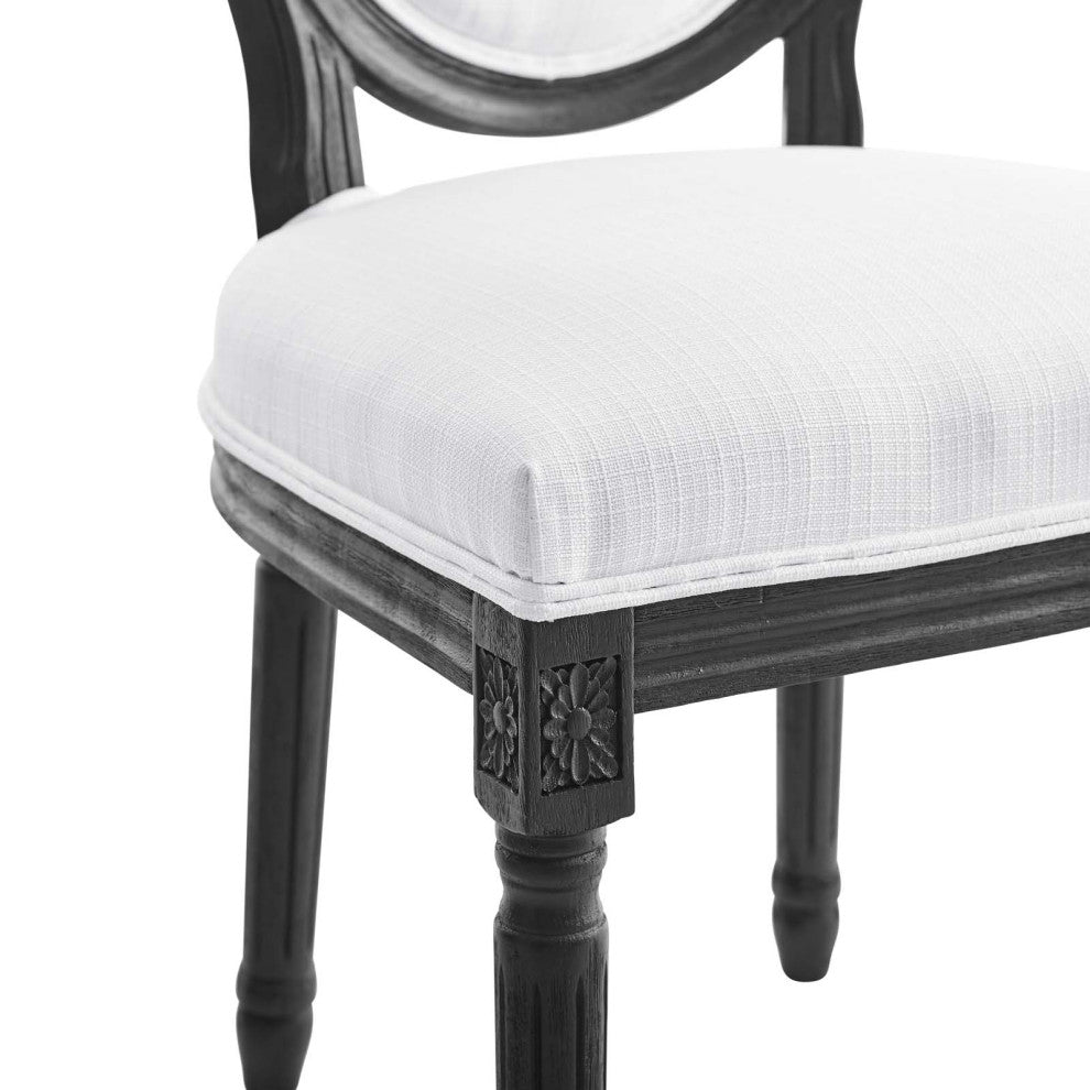 Emanate Vintage French Upholstered Fabric Dining Side Chair Black White -4667