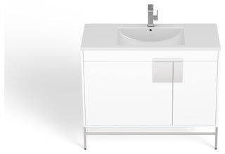 The Lancado Bathroom Vanity, White, 40", Single Sink, Freestanding