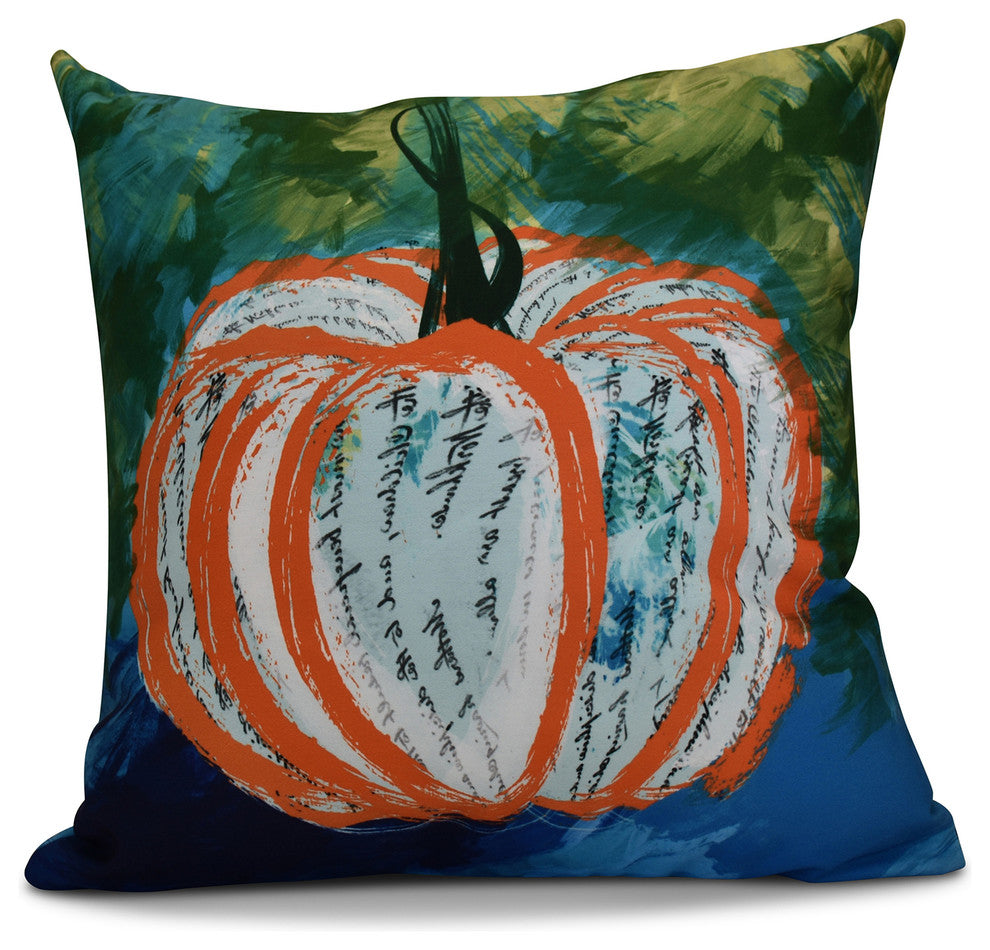 Artistic Pumpkin Geometric Print Outdoor Pillow, Orange, 20"x20"