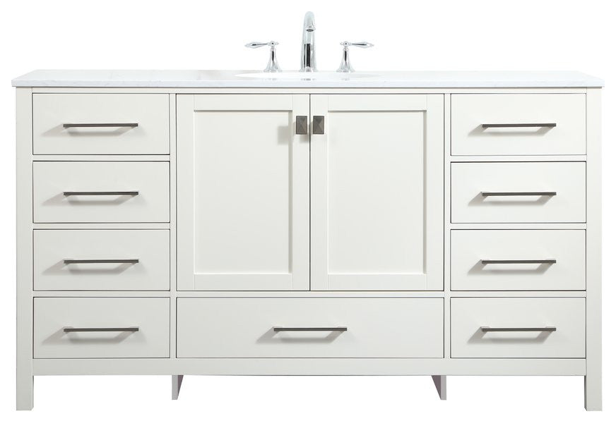 Isabel Single Bathroom Vanity, White, 60", Without Backsplash