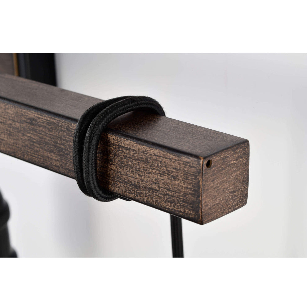 Hilary 4-light Antique Black and Faux Wood Grain Wall Sconce