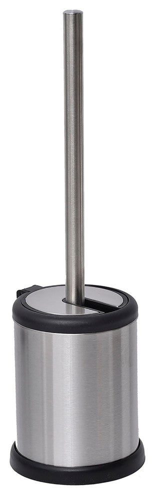 Toilet Brush Set with Stainless Steel Handle, Folding Lid and Removable Insert, Chrome