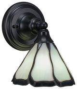 1-Light Wall Sconce, Matte Black/Pearl & Black Flair Art