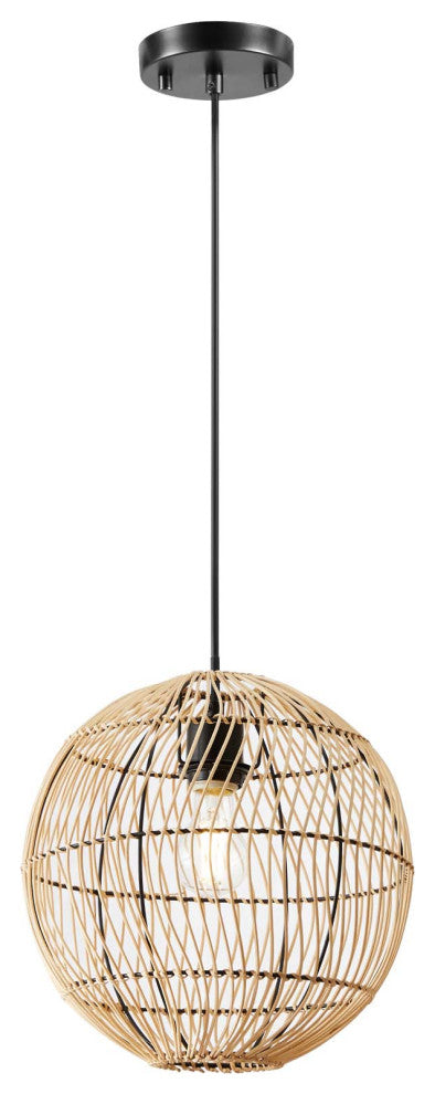 Pendant Ceiling Light Fixture, Brown Natural, Wood, Modern, Mid Century