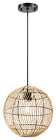 Pendant Ceiling Light Fixture, Brown Natural, Wood, Modern, Mid Century