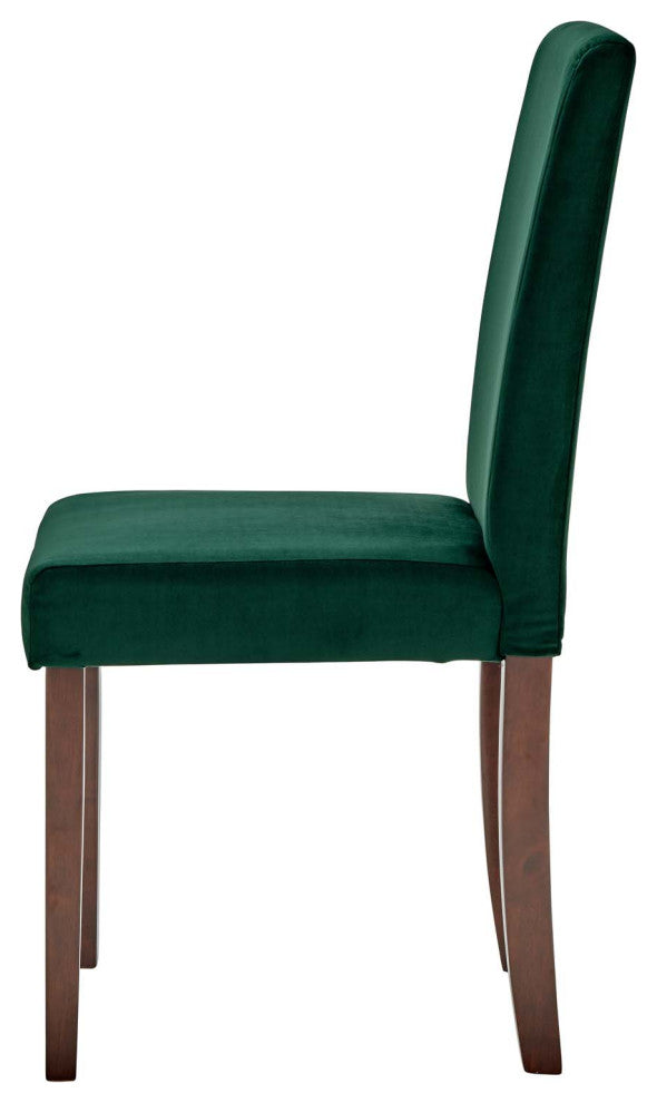 Side Dining Chair, Set of 2, Velvet, Wood, Green, Modern, Cafe Bistro Restaurant