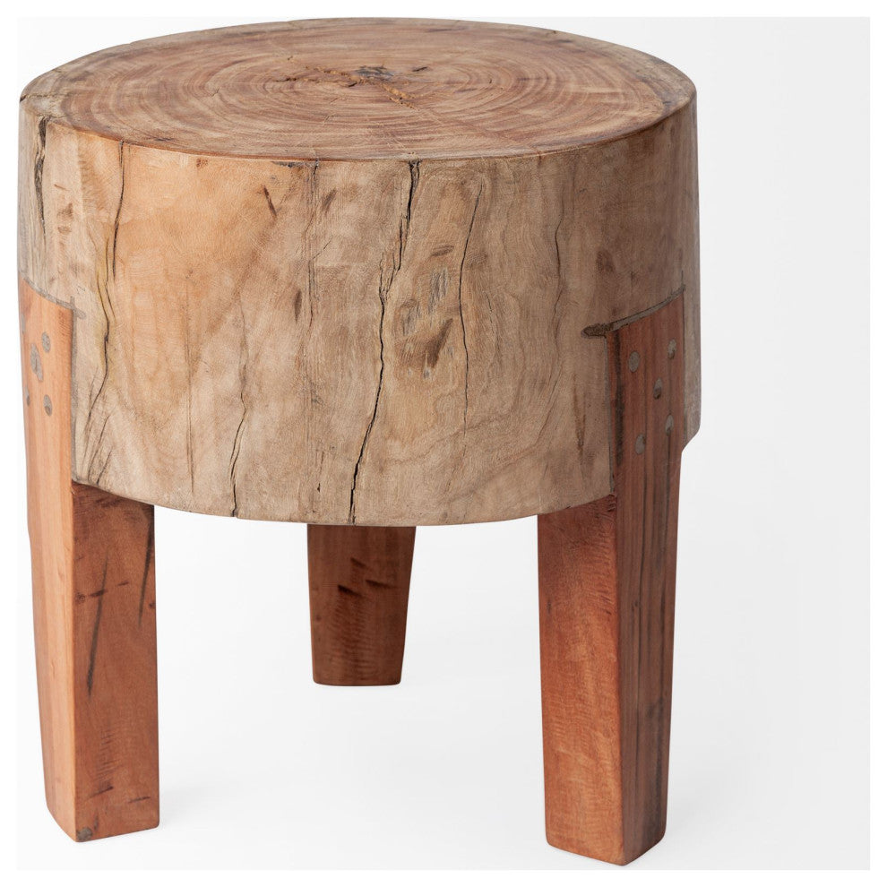 Asco 15"H Rustic Solid Reclaimed Wood Stool