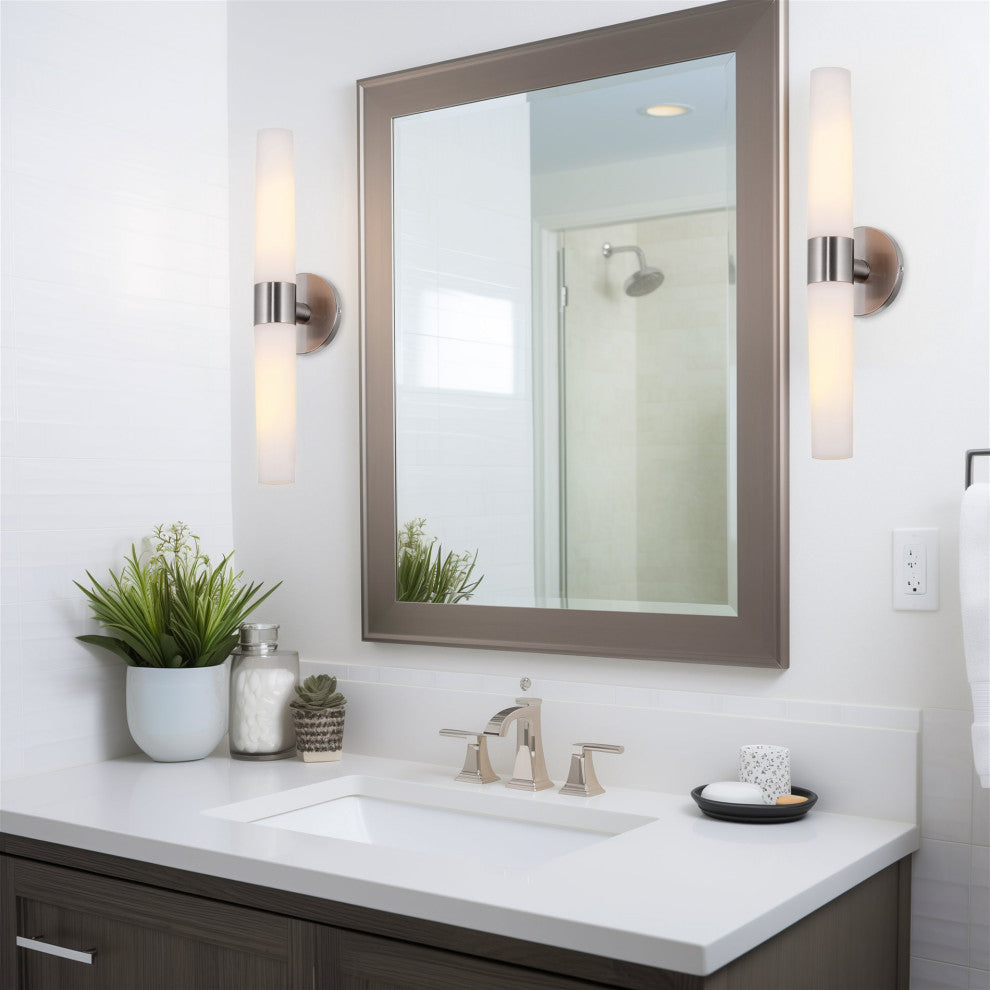 Kira Home Duo 21" Wall Sconce, Frosted Opal Glass Shades for Bathroom/