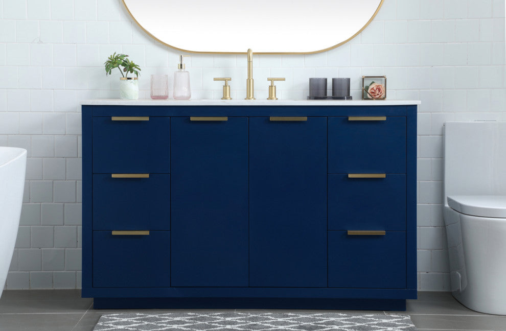 Bethany Single Bathroom Vanity, Blue, 54"