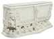 Benzara BM275670 Classic Ornate Carved Side Dresser With 2 Doors, Wood, White