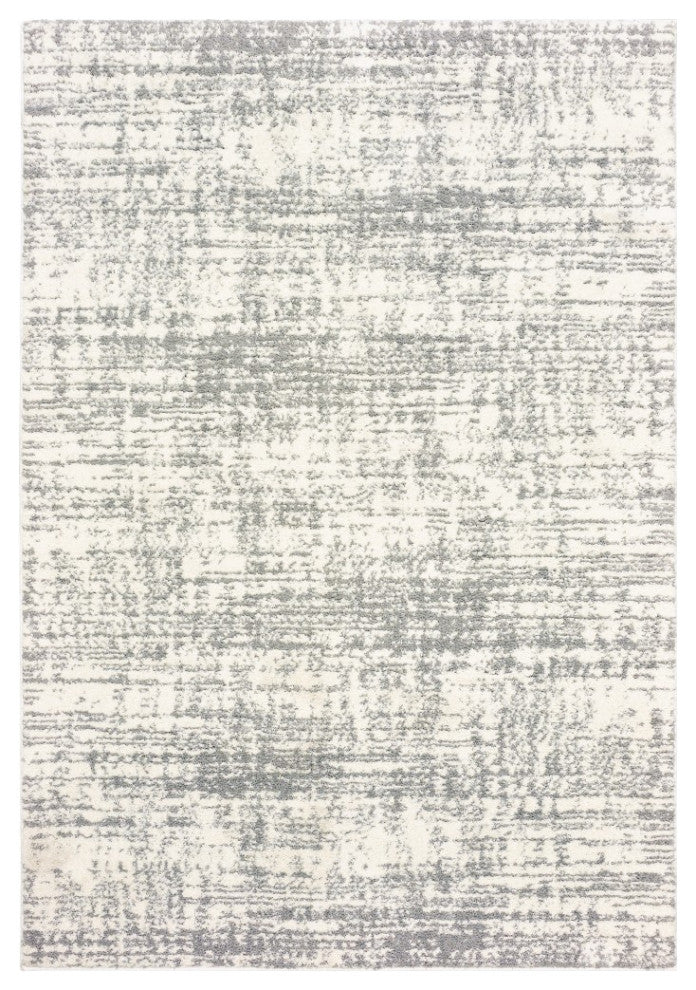7??10??Ivory And Gray Abstract Strokes Area Rug