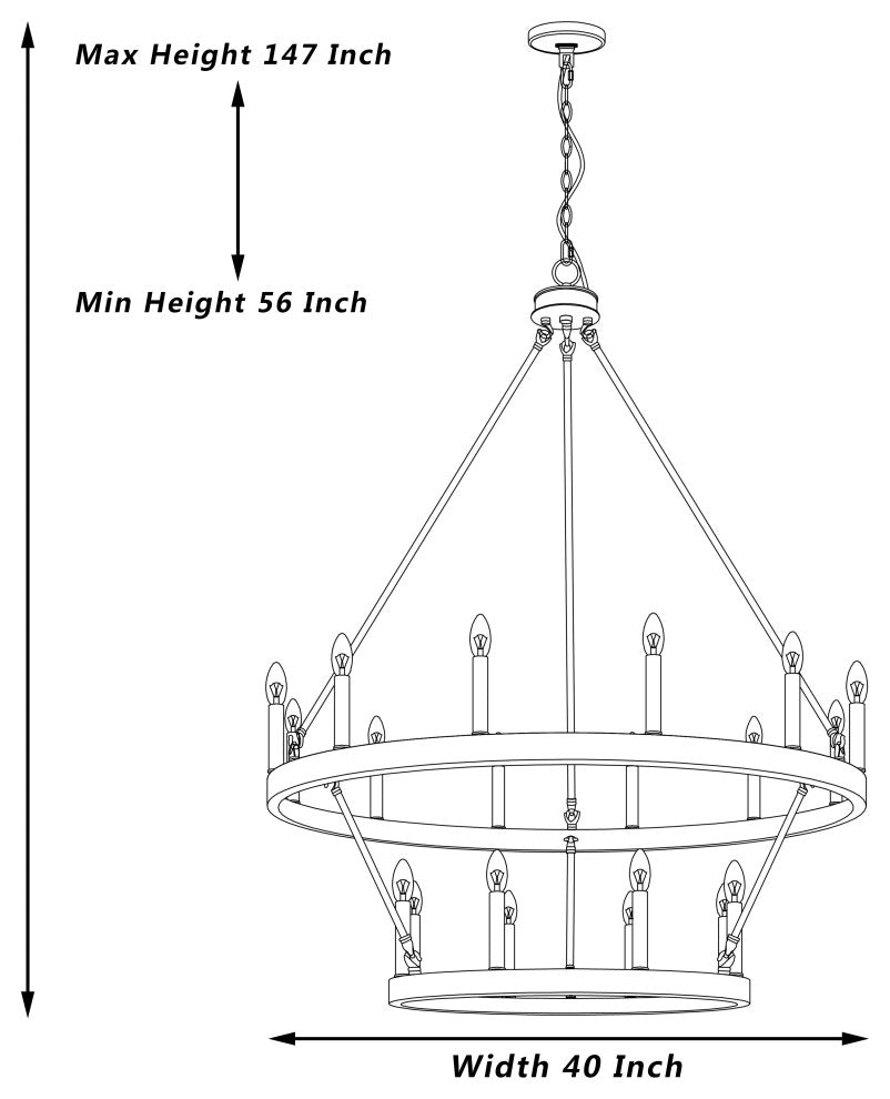 Vanity Art 20-Light Wagon Wheel Chandelier, Crackle White+classic Black